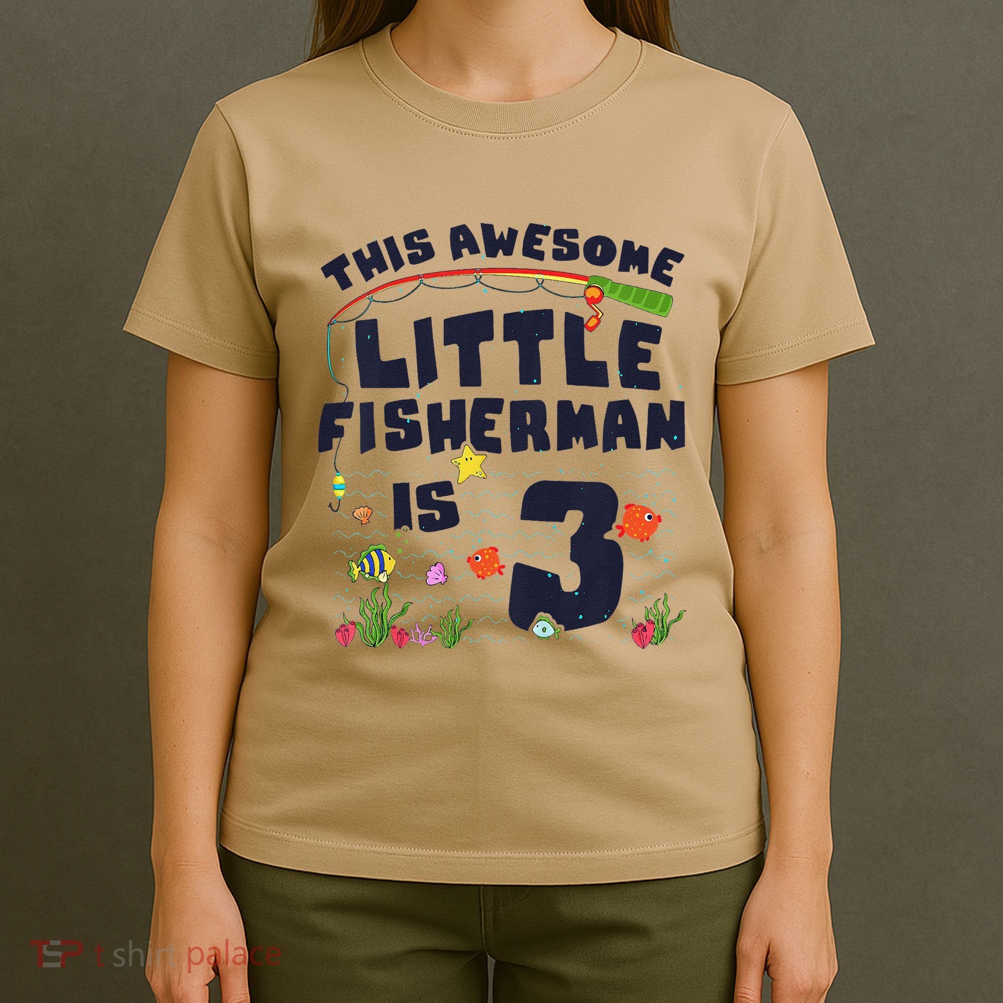 3 Year Old Little Fisherman Fishing Children 3rd Birthday T-Shirt