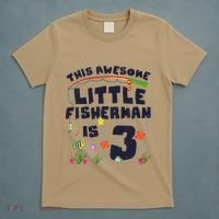 3 Year Old Little Fisherman Fishing Children 3rd Birthday T-Shirt thumb 5