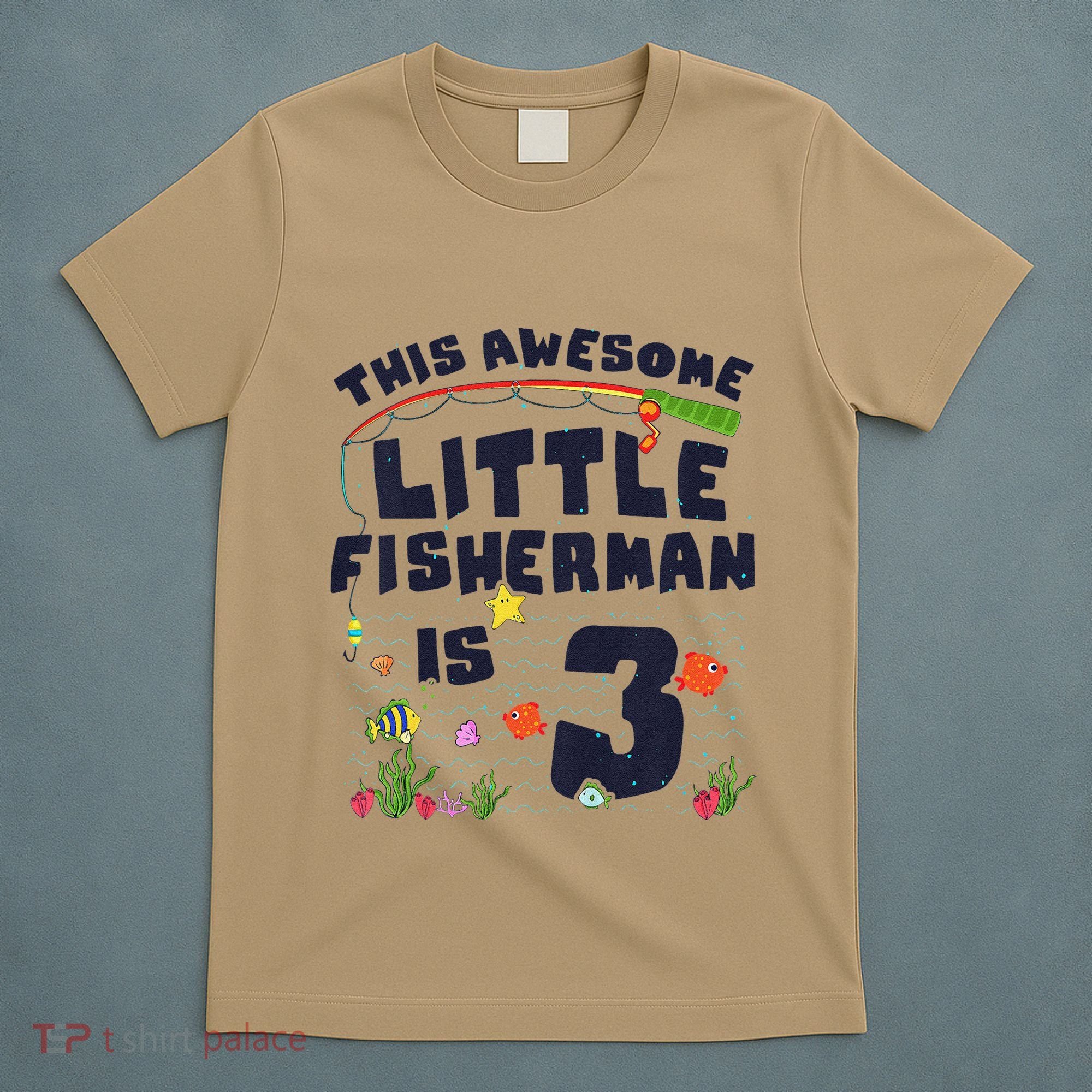 3 Year Old Little Fisherman Fishing Children 3rd Birthday T-Shirt
