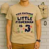 3 Year Old Little Fisherman Fishing Children 3rd Birthday T-Shirt thumb 6