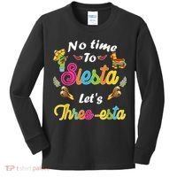 3 Year Old Mexican Fiesta no time to siesta let's Three-esta Kids Long Sleeve Shirt thumb 0