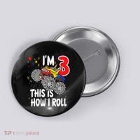  3 Year Old 3rd Birthday Boy Monster Truck Car Button thumb 0