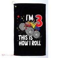  3 Year Old 3rd Birthday Boy Monster Truck Car Golf Towel thumb 0