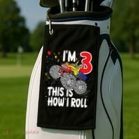  3 Year Old 3rd Birthday Boy Monster Truck Car Golf Towel thumb 2
