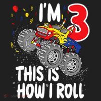  3 Year Old 3rd Birthday Boy Monster Truck Car Golf Towel thumb 3