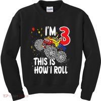  3 Year Old 3rd Birthday Boy Monster Truck Car Kids Sweatshirt thumb 0