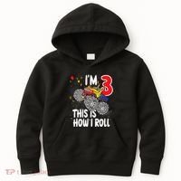  3 Year Old 3rd Birthday Boy Monster Truck Car Kids Hoodie thumb 0