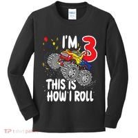  3 Year Old 3rd Birthday Boy Monster Truck Car Kids Long Sleeve Shirt thumb 0