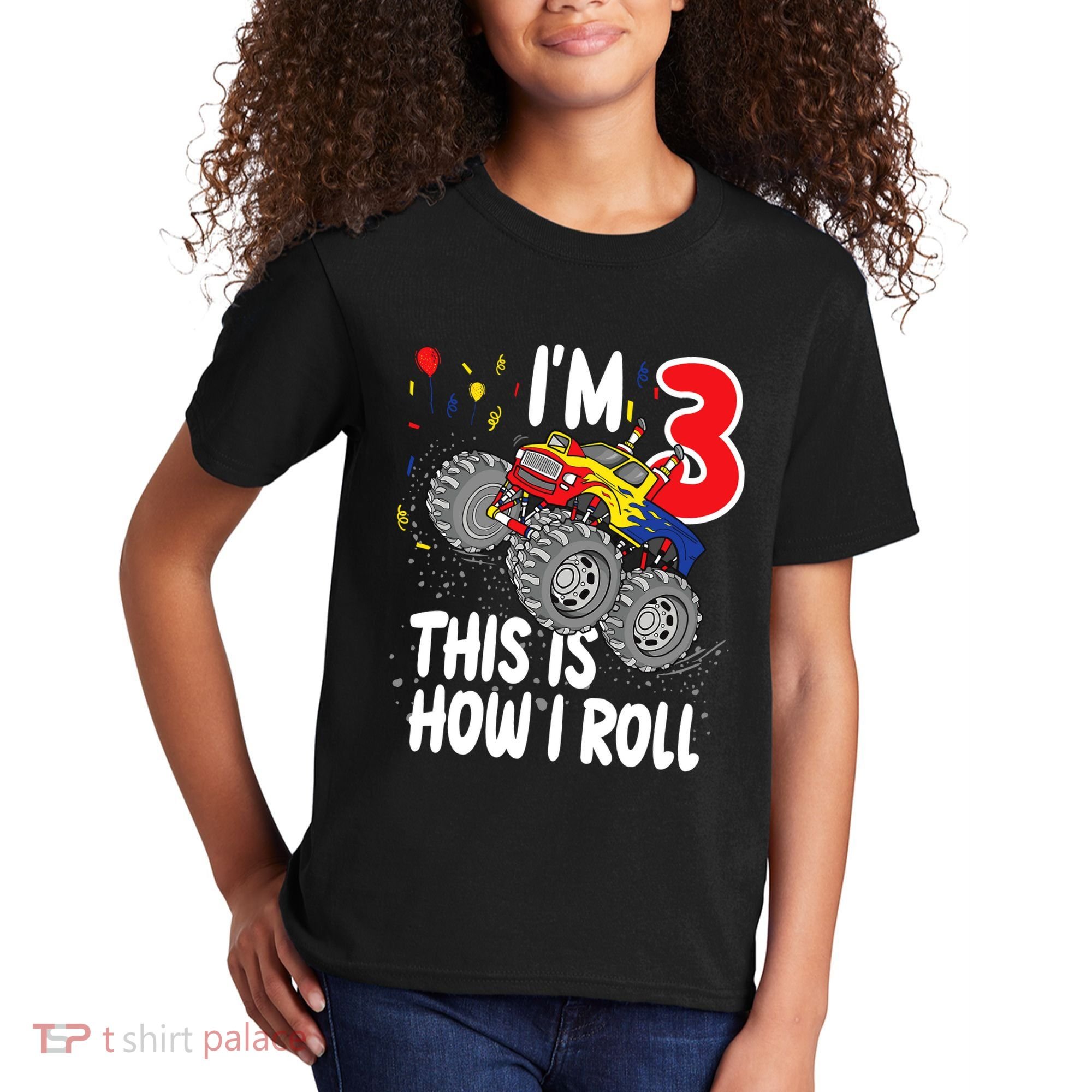  3 Year Old 3rd Birthday Boy Monster Truck Car Kids T-Shirt