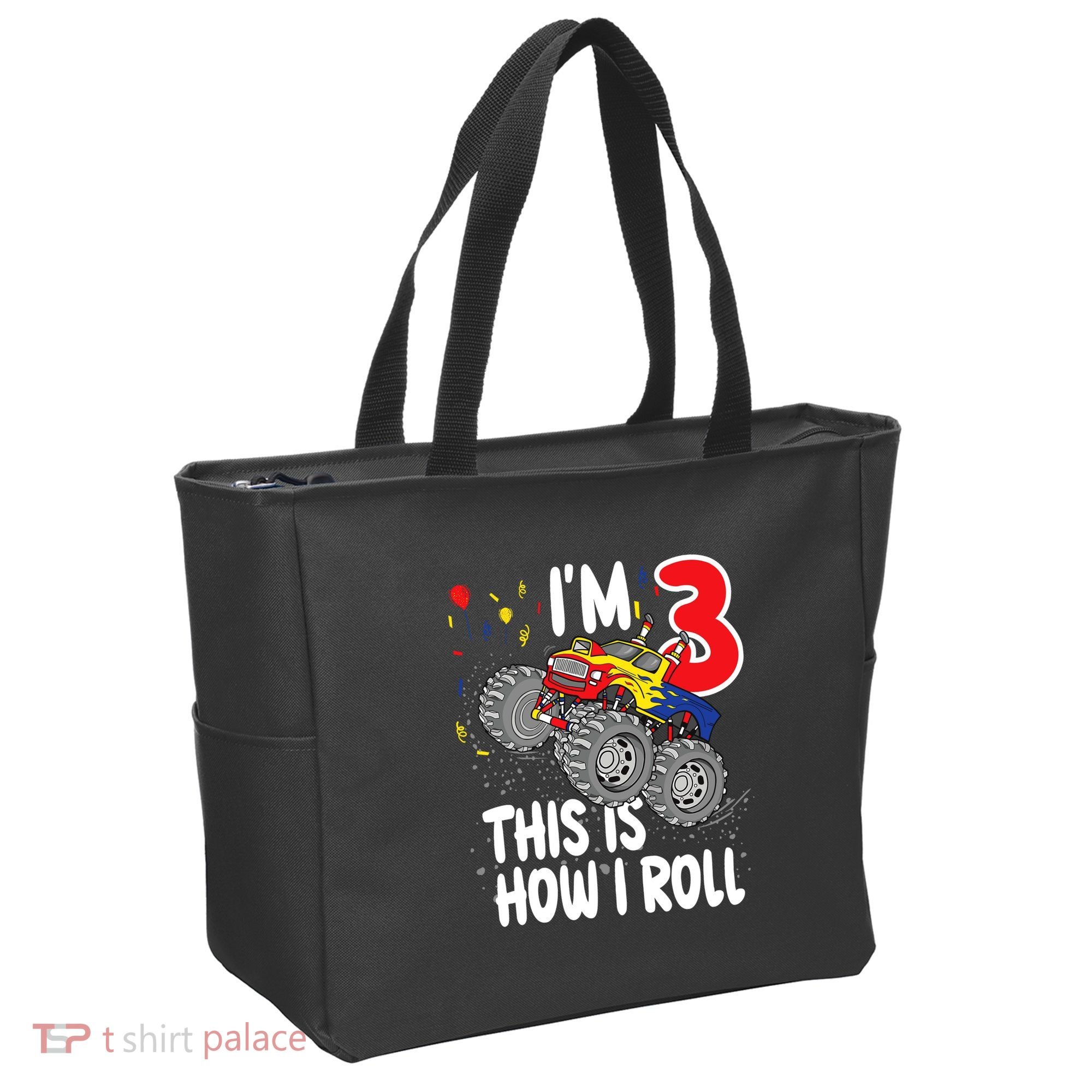  3 Year Old 3rd Birthday Boy Monster Truck Car Tote Bag