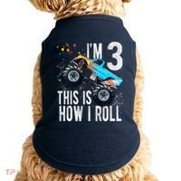 3 Year Old 3rd Birthday Boy Monster Truck Car Doggie Tank thumb 0