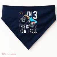 3 Year Old 3rd Birthday Boy Monster Truck Car USA-Made Doggie Bandana thumb 0