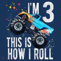 3 Year Old 3rd Birthday Boy Monster Truck Car Kids Sweatshirt thumb 2