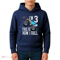 3 Year Old 3rd Birthday Boy Monster Truck Car Kids Hoodie thumb 4