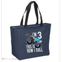 3 Year Old 3rd Birthday Boy Monster Truck Car Tote Bag thumb 2