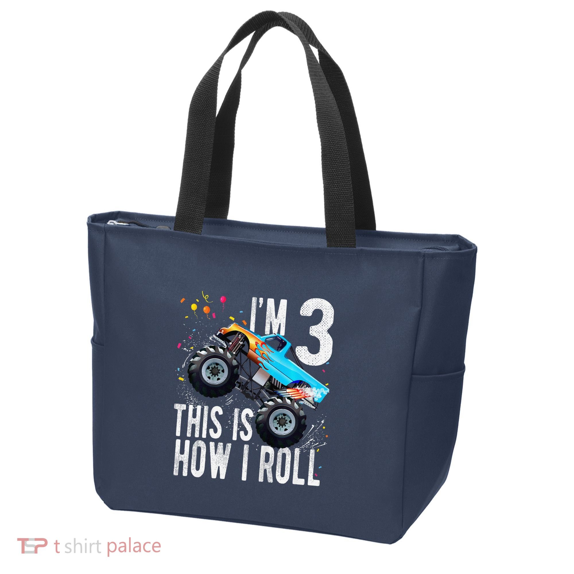 3 Year Old 3rd Birthday Boy Monster Truck Car Tote Bag