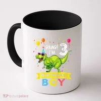 3 Year Old 3rd Birthday Boy T Rex Dinosaur Coffee Mug thumb 0