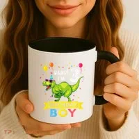 3 Year Old 3rd Birthday Boy T Rex Dinosaur Coffee Mug thumb 3
