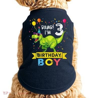 3 Year Old 3rd Birthday Boy T Rex Dinosaur Doggie Tank