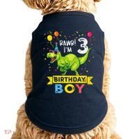 3 Year Old 3rd Birthday Boy T Rex Dinosaur Doggie Tank thumb 0