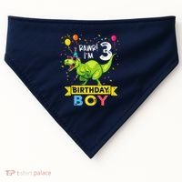 3 Year Old 3rd Birthday Boy T Rex Dinosaur USA-Made Doggie Bandana thumb 0