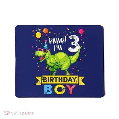3 Year Old 3rd Birthday Boy T Rex Dinosaur Mousepad