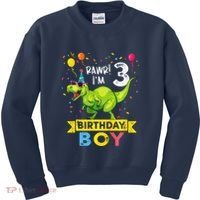 3 Year Old 3rd Birthday Boy T Rex Dinosaur Kids Sweatshirt thumb 0