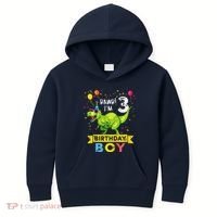 3 Year Old 3rd Birthday Boy T Rex Dinosaur Kids Hoodie thumb 0