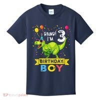 3 Year Old 3rd Birthday Boy T Rex Dinosaur Kids T-Shirt thumb 0