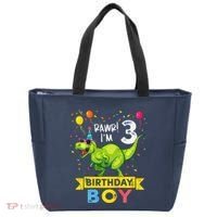 3 Year Old 3rd Birthday Boy T Rex Dinosaur Tote Bag thumb 0