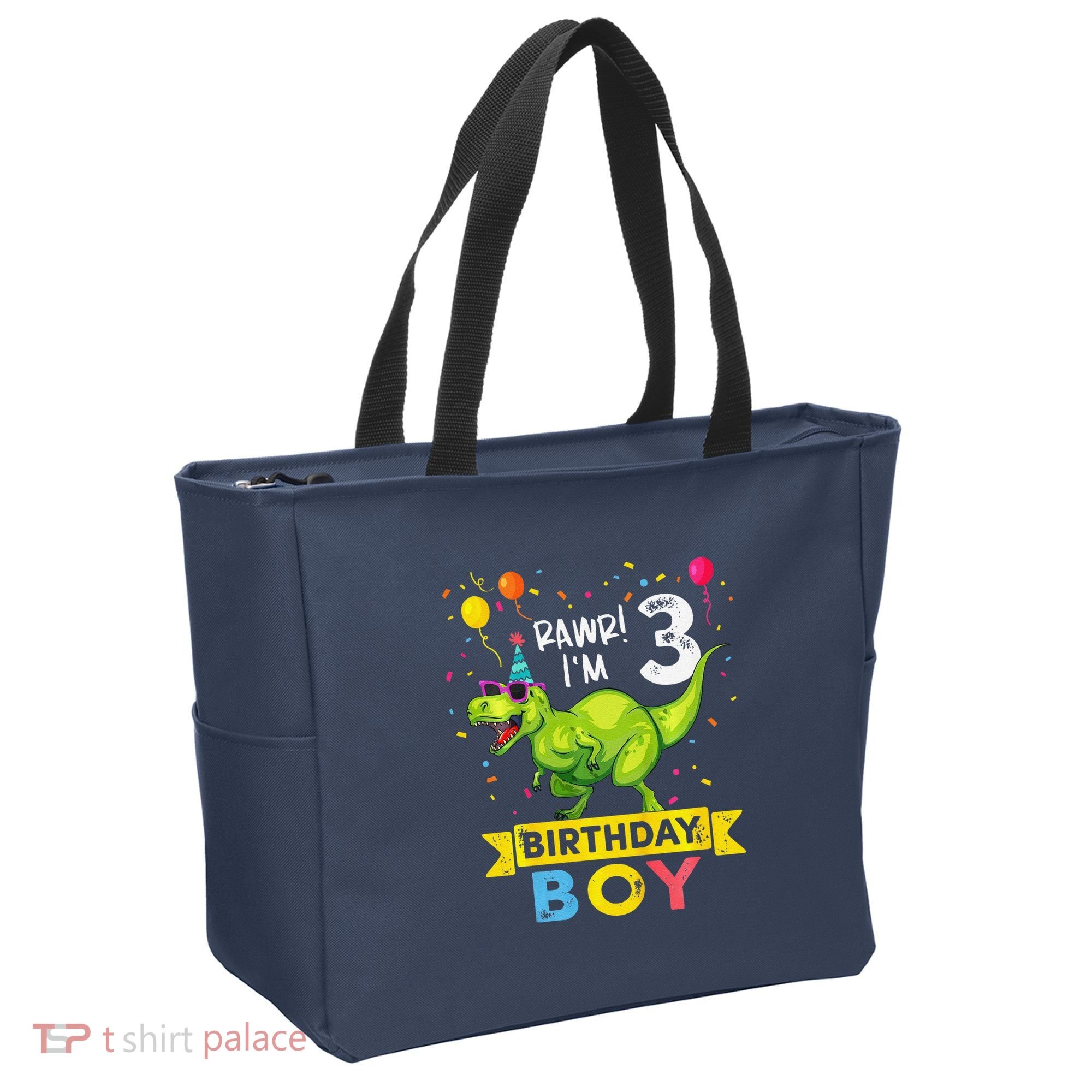 3 Year Old 3rd Birthday Boy T Rex Dinosaur Tote Bag