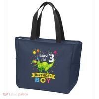 3 Year Old 3rd Birthday Boy T Rex Dinosaur Tote Bag thumb 3