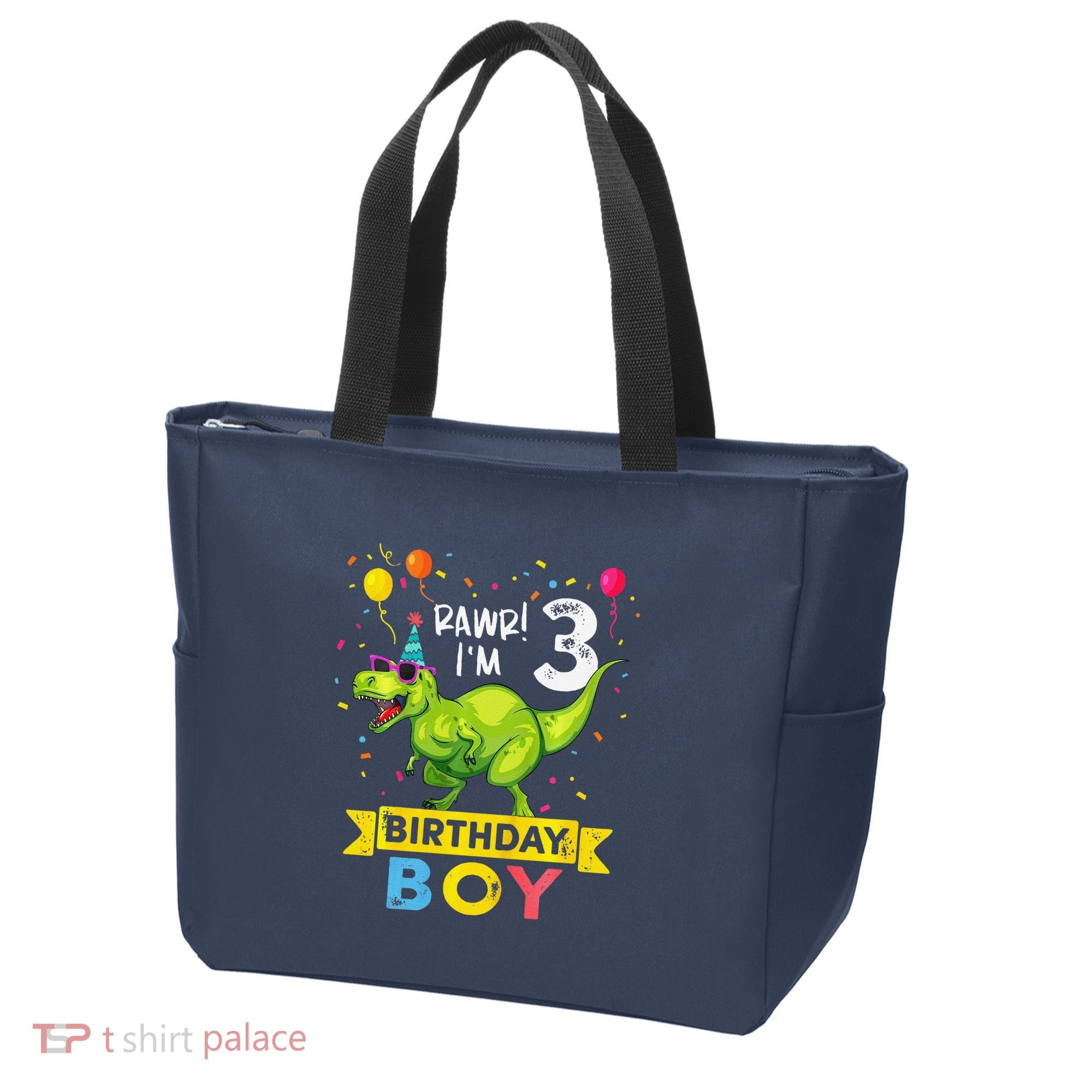 3 Year Old 3rd Birthday Boy T Rex Dinosaur Tote Bag