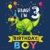 3 Year Old 3rd Birthday Boy T Rex Dinosaur Tote Bag thumb 4