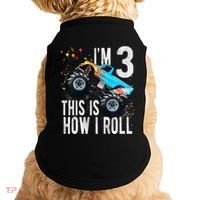 3 Year Old 3rd Birthday Boy Monster Truck Car Gift Doggie Tank thumb 0