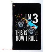 3 Year Old 3rd Birthday Boy Monster Truck Car Gift Golf Towel thumb 0