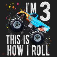 3 Year Old 3rd Birthday Boy Monster Truck Car Gift Golf Towel thumb 3