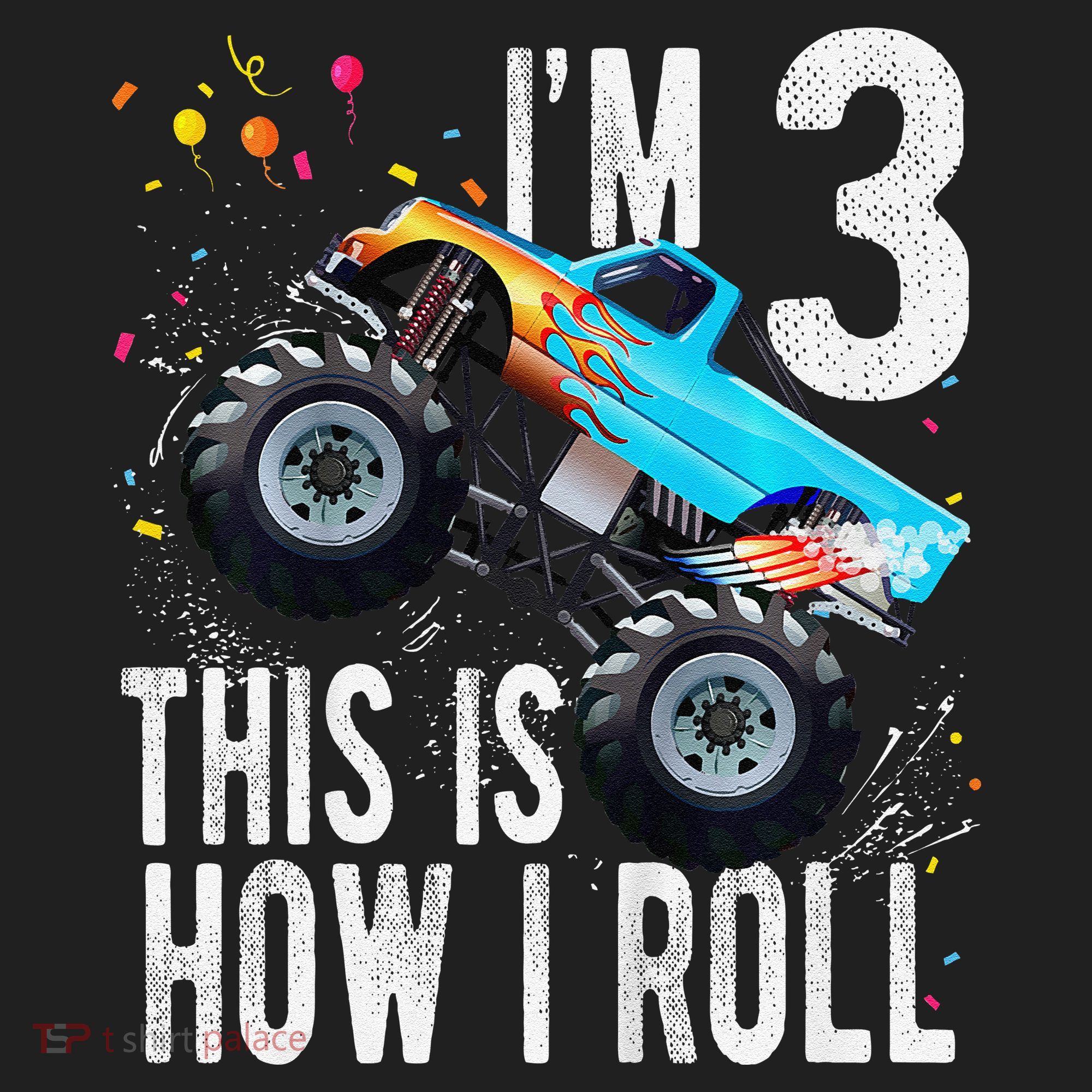 3 Year Old 3rd Birthday Boy Monster Truck Car Gift Golf Towel