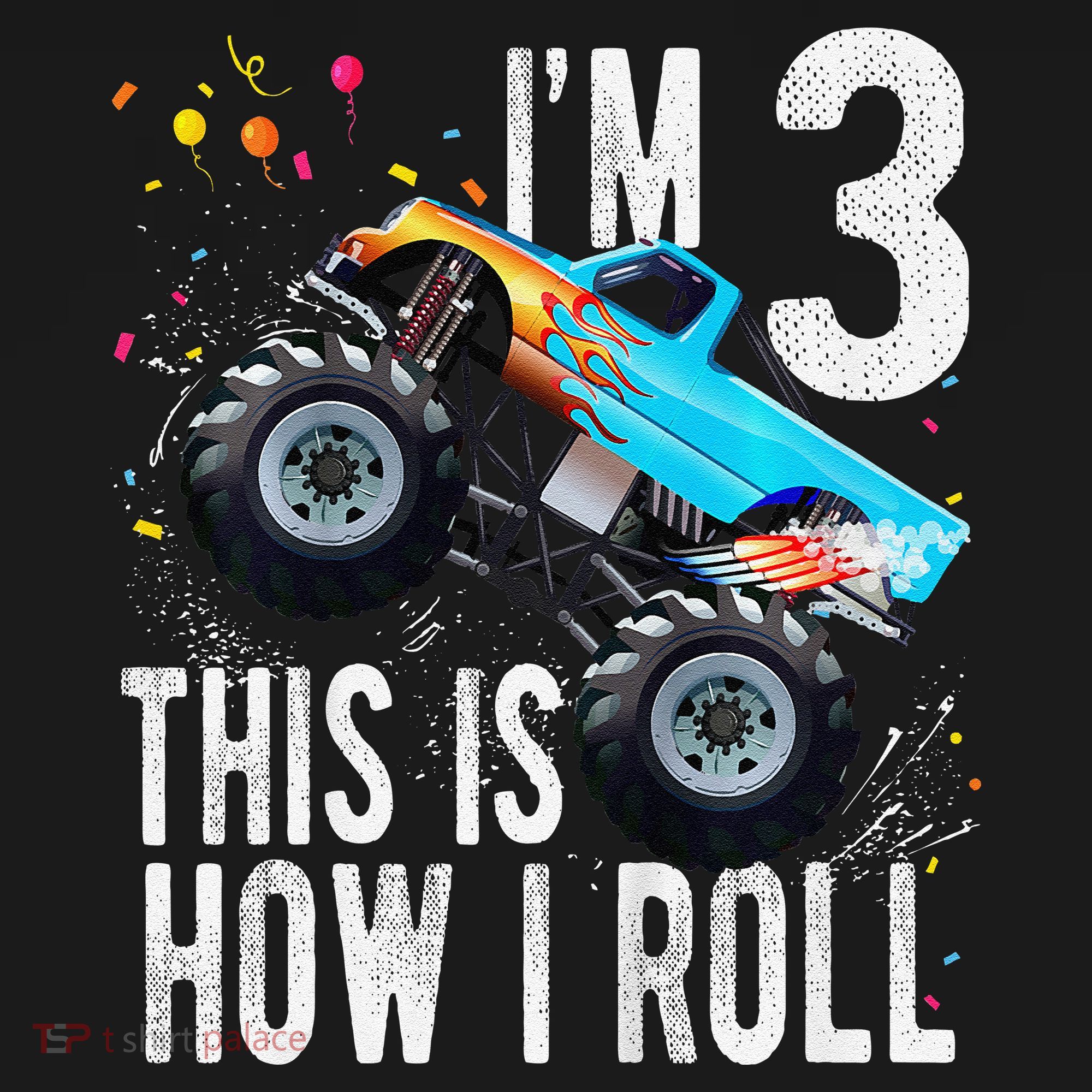 3 Year Old 3rd Birthday Boy Monster Truck Car Gift Kids Hoodie