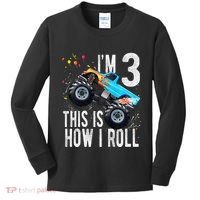 3 Year Old 3rd Birthday Boy Monster Truck Car Gift Kids Long Sleeve Shirt thumb 0