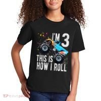 3 Year Old 3rd Birthday Boy Monster Truck Car Gift Kids T-Shirt thumb 2