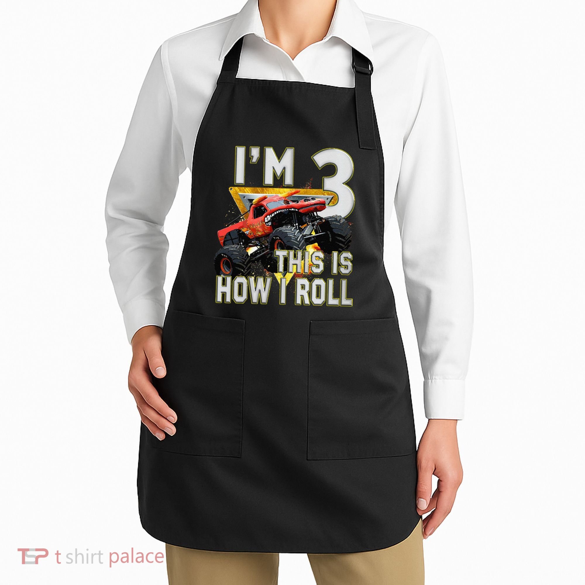 3 Years Old Boy Girl ItS My 3rd Birthday Monster Truck Apron