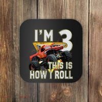 3 Years Old Boy Girl ItS My 3rd Birthday Monster Truck Coaster thumb 0