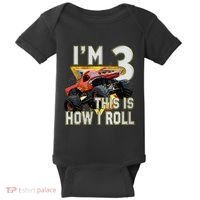 3 Years Old Boy Girl ItS My 3rd Birthday Monster Truck Baby Bodysuit thumb 0