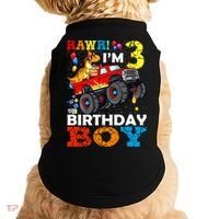 3 Year Old Funny Gift 3rd Birthday Boy Dinosaur Monster Truck Gift Doggie Tank thumb 0