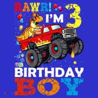 3 Year Old Funny Gift 3rd Birthday Boy Dinosaur Monster Truck Gift Kids Sweatshirt thumb 2