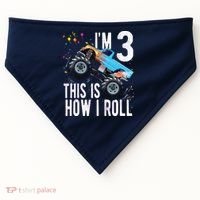 3 Year Old Shirt 3rd Birthday Boy Monster Truck Car USA-Made Doggie Bandana thumb 0