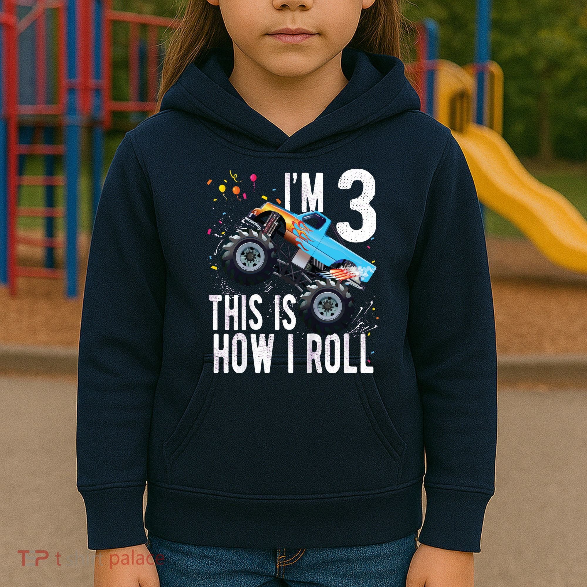 3 Year Old Shirt 3rd Birthday Boy Monster Truck Car Kids Hoodie