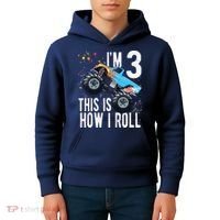 3 Year Old Shirt 3rd Birthday Boy Monster Truck Car Kids Hoodie thumb 4