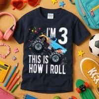 3 Year Old Shirt 3rd Birthday Boy Monster Truck Car Kids T-Shirt thumb 3